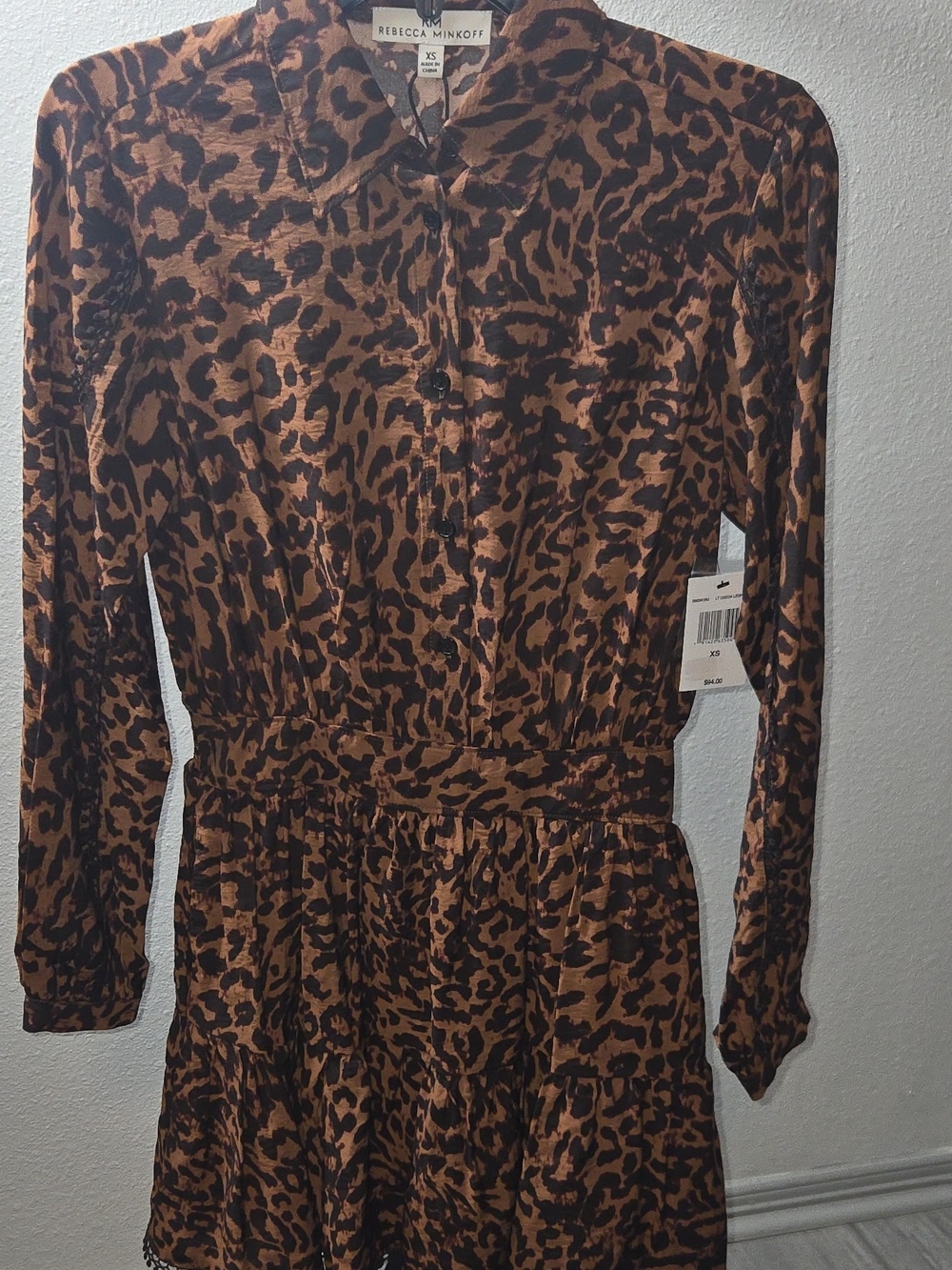 Rebecca Minkoff Leopard Print Long Sleeve Dress - Brown/Black